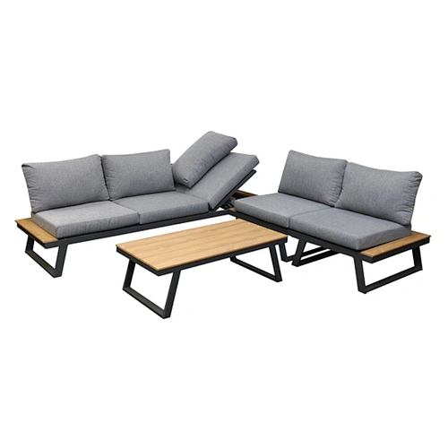 Ensemble de canapé de jardin en plastique et bois