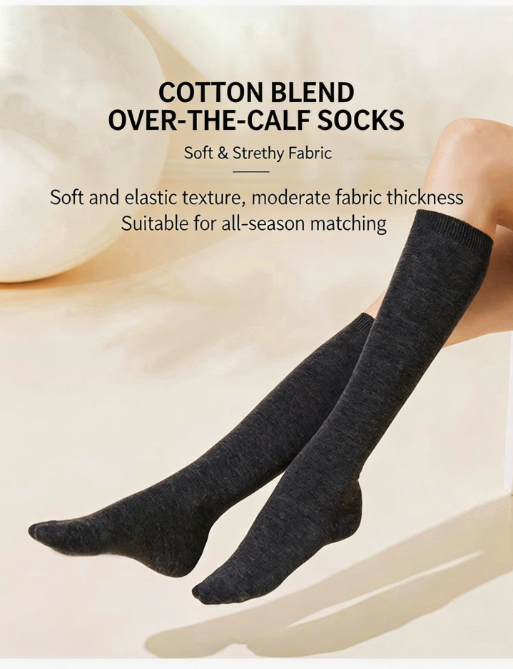 Private Label Solid Knee High Socks