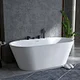Solid Surface Bathtub Glossy White Finish With Matt Black Faucet