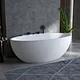 Solid Surface Bathtub Glossy White Finish With Matt Black Faucet
