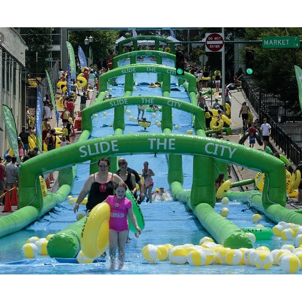 three lanes slide the city from China Manufacturer - Tonle Inflatables