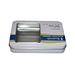 This is a small, metal tin that is perfect for storing small items such as coins, pills, or other small trinkets. It has a smooth, silver exterior and a secure lid that twists on tightly to keep contents safe.