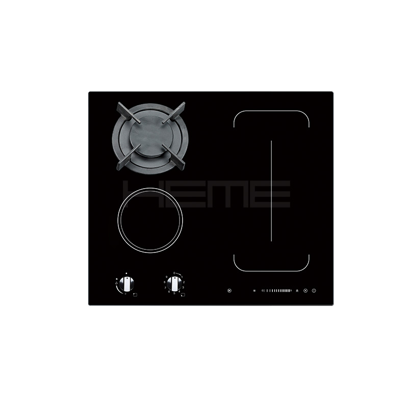 Built in Mixed hob manufacturer 60cm Hybrid gas and ceramic and induction black glass