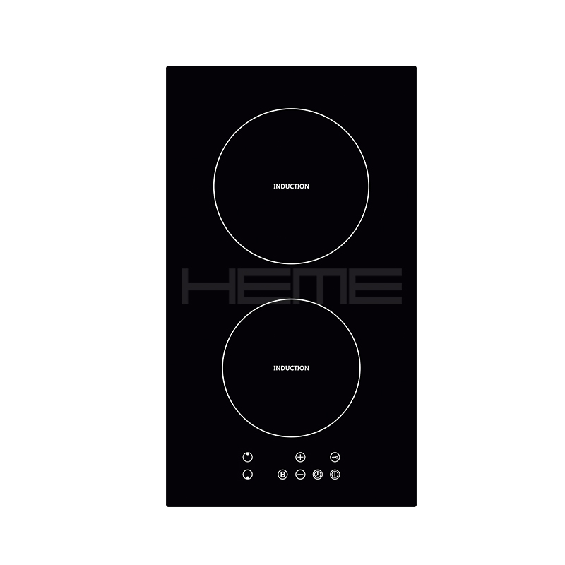 Home kitchen cooking built in 2 burners black glass 30cm induction hob
