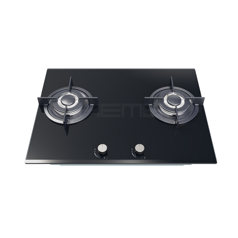 Built in Gas stove Two Burner 700mm Tempered glass Black PG7022G-ACB