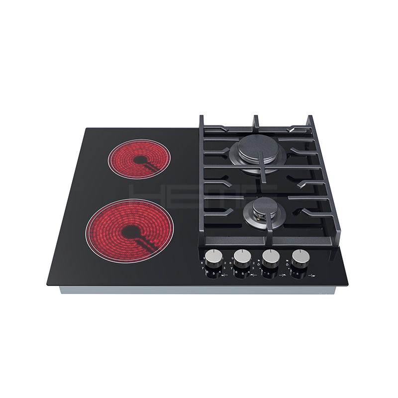 Modern Novel Design Ceramic Glass Knob Control 2 Gas 2 Electric Combination Stove