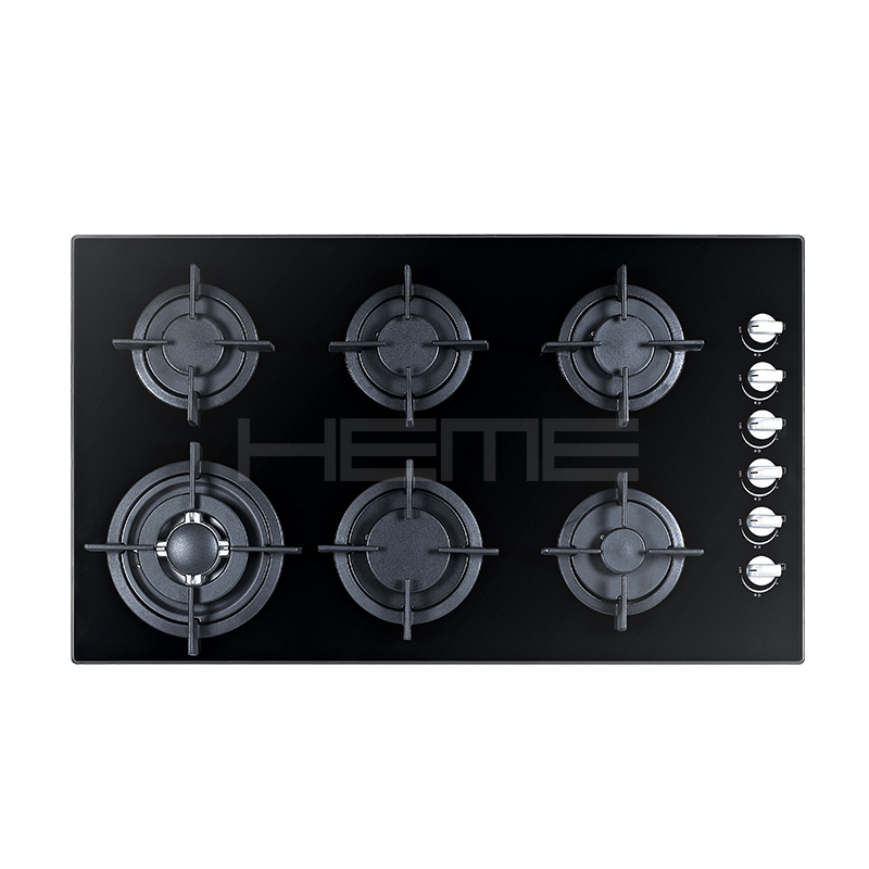 OEM ODM Manufacturer 8mm Tempered Glass Built in 6 Burner 90cm Gas Hob
