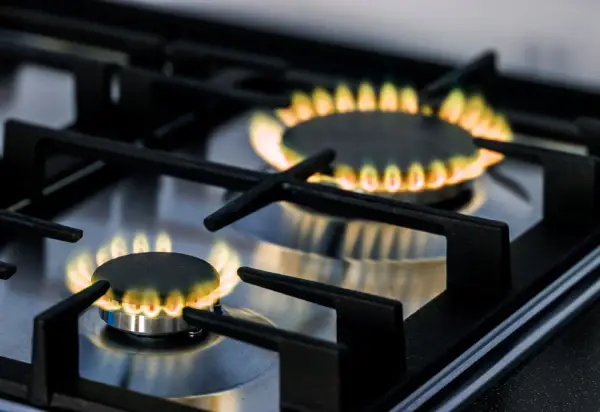 gas stove flame is orange