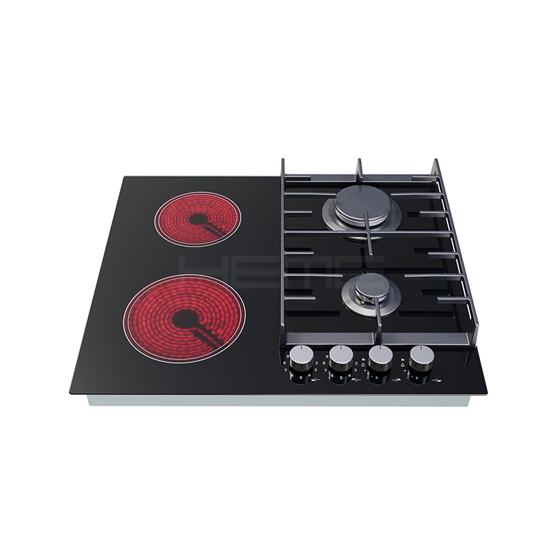 Household modern novel design ceramic glass knob control 2 gas 2 electric combination cooktop hob
