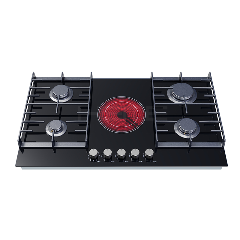 OEM ODM electrical appliances built-in 5 burners gas and ceramic combined hob