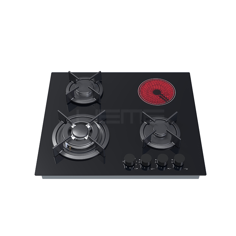 OEM Kitchen Appliances Manufacturer 60Cm Glass Panel 4 Burner Gas And Ceramic Cooker