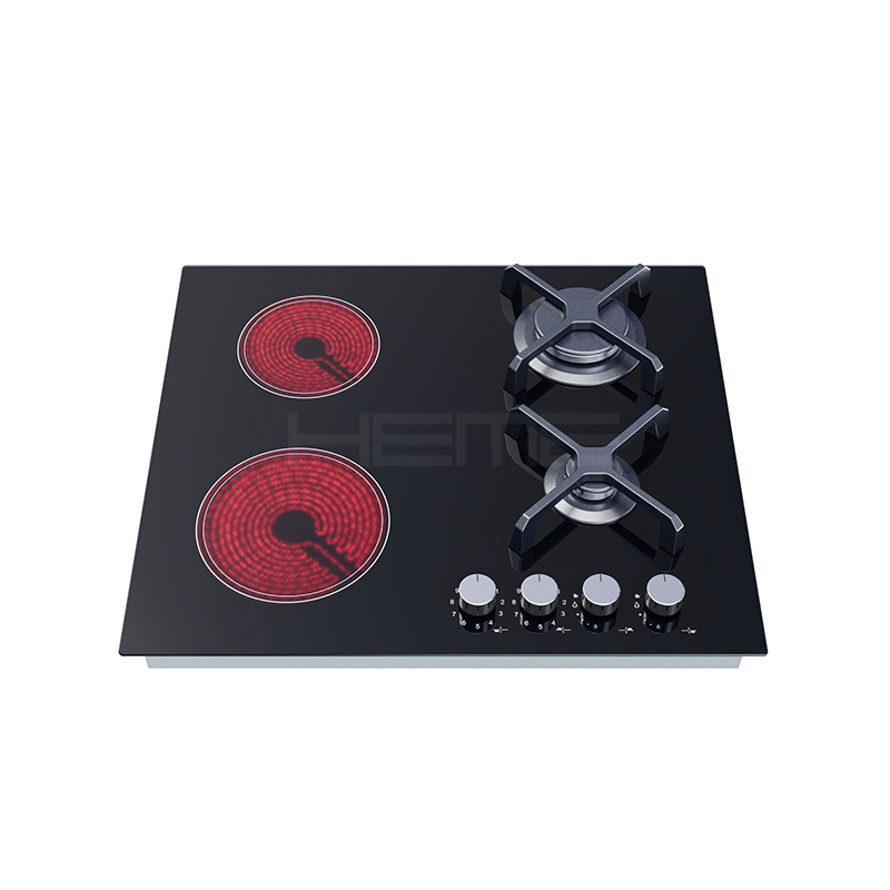 Household CE certificate black ceramic glass gas and electric combination hob (PRG6042EG-E)