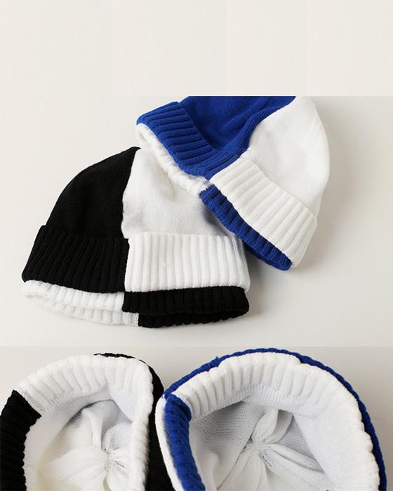 Two-color splicing knitted cap