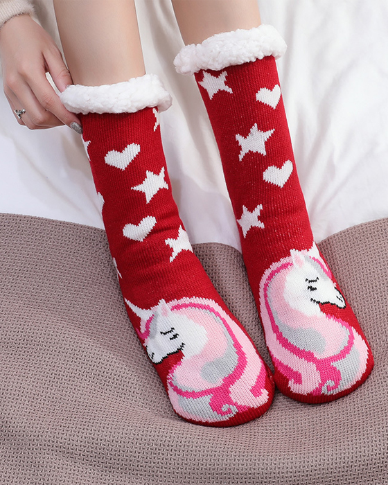 Socks women's autumn and winter thickened plus fleece floor socks