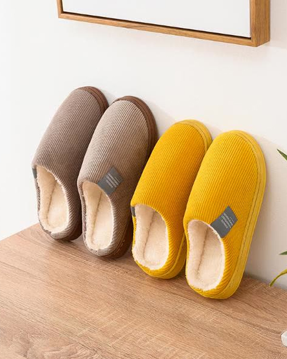 Striped cotton slippers