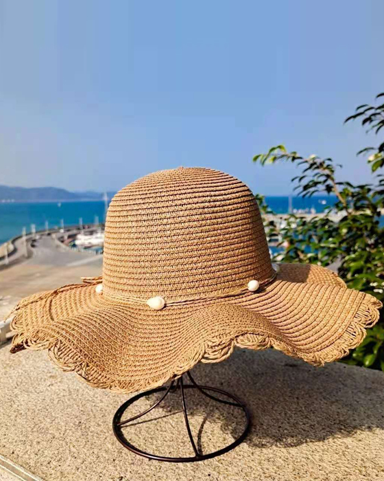 Straw hat with wide brim