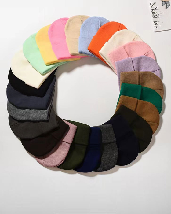 Solid color domed knit cap