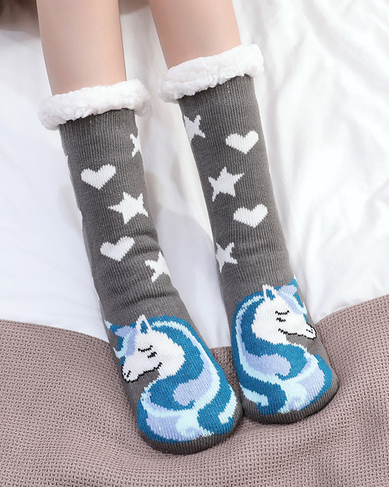 Socks women's autumn and winter thickened plus fleece floor socks