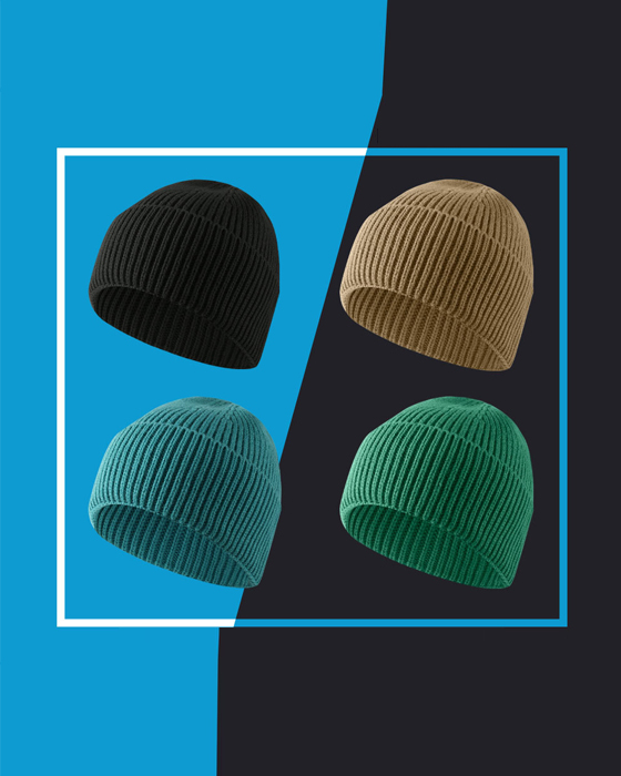 A brimmed beanie