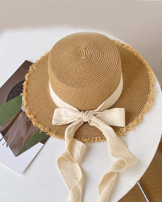 Straw hat with wide brim