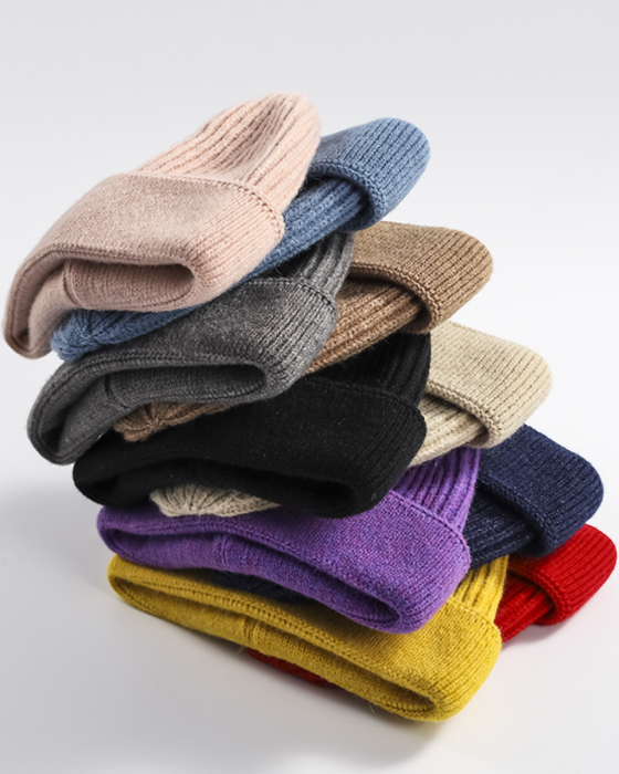 Solid color domed knit cap