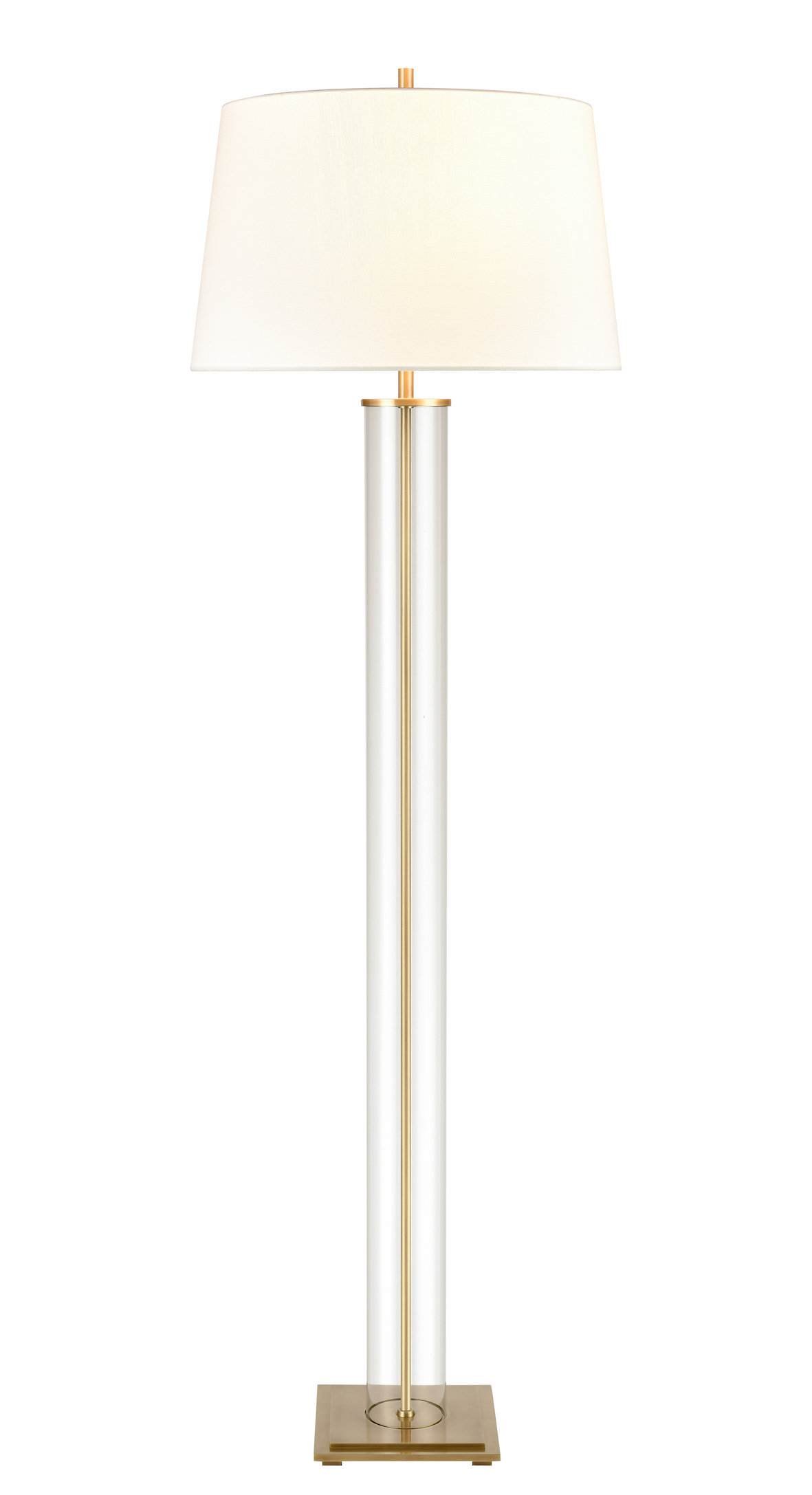 The clear floor lamp is a modern and minimalist lighting fixture that adds a sleek and sophisticated touch to any room.