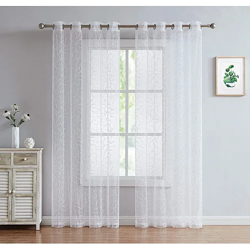 Embroidered Voile Sheer Patio Door Curtain - - for Living Room - Bedroom - Dining Rooms