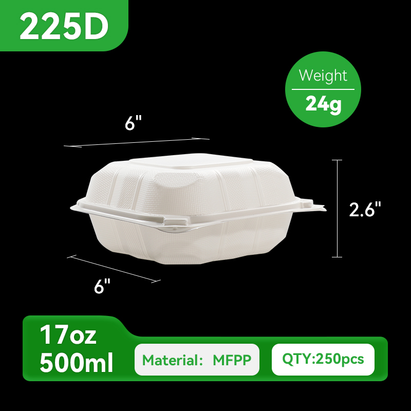 225D White Hinged Lid Container