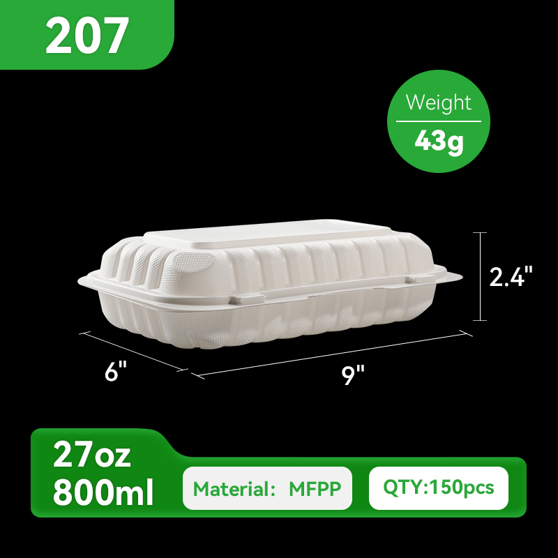 207 White Hinged Lid Container