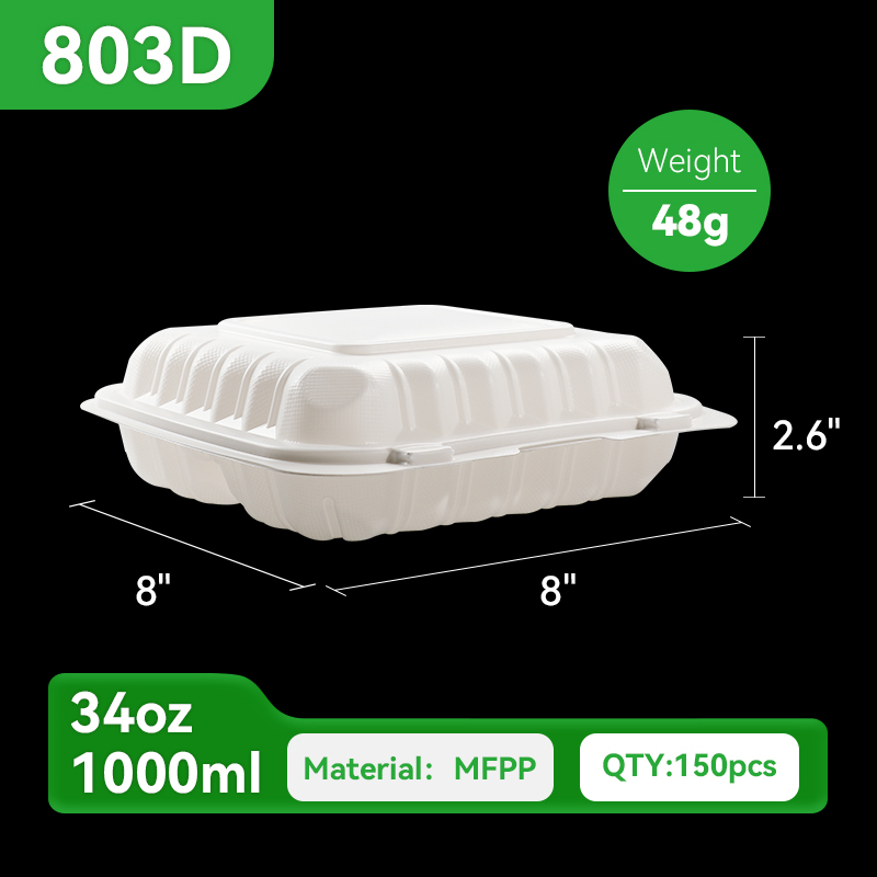 803D White Hinged Lid Container