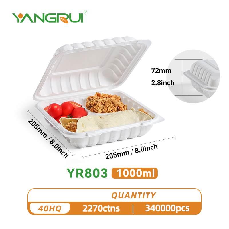803 white hinged lid container