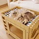 Wood Soft Modern Portable Elevated Square Cat  dog Bed Frame Hammock