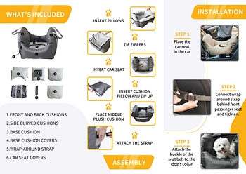 Safety Removable Washable polyester pet car seat booster dog car seat dog car seat pet booster seat multipurpose handbag detachable soft dog booster seat dog car seat port pet car booster seat folding dog 2023 hot selling polyester pet car seat booster do