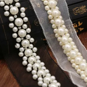 pearl beaded lace trim designs