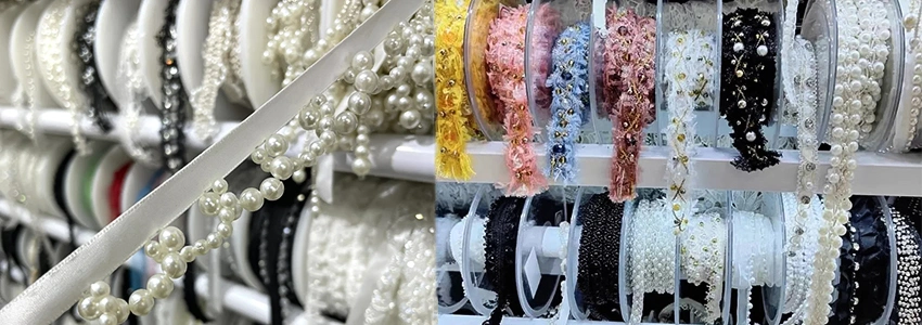 beaded lace trim ivory