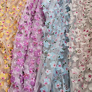 3d flower lace fabric for clothes