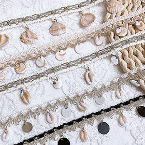 colorful shell fringe trim