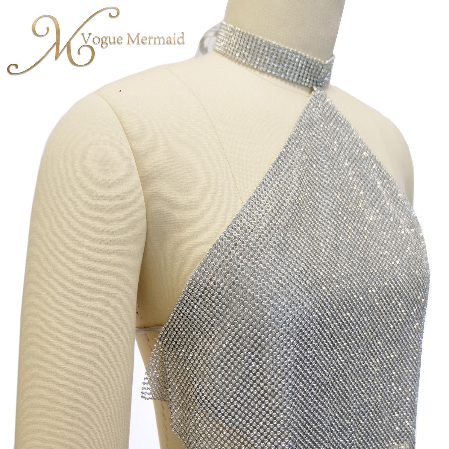 o-neck halter rhinestone top