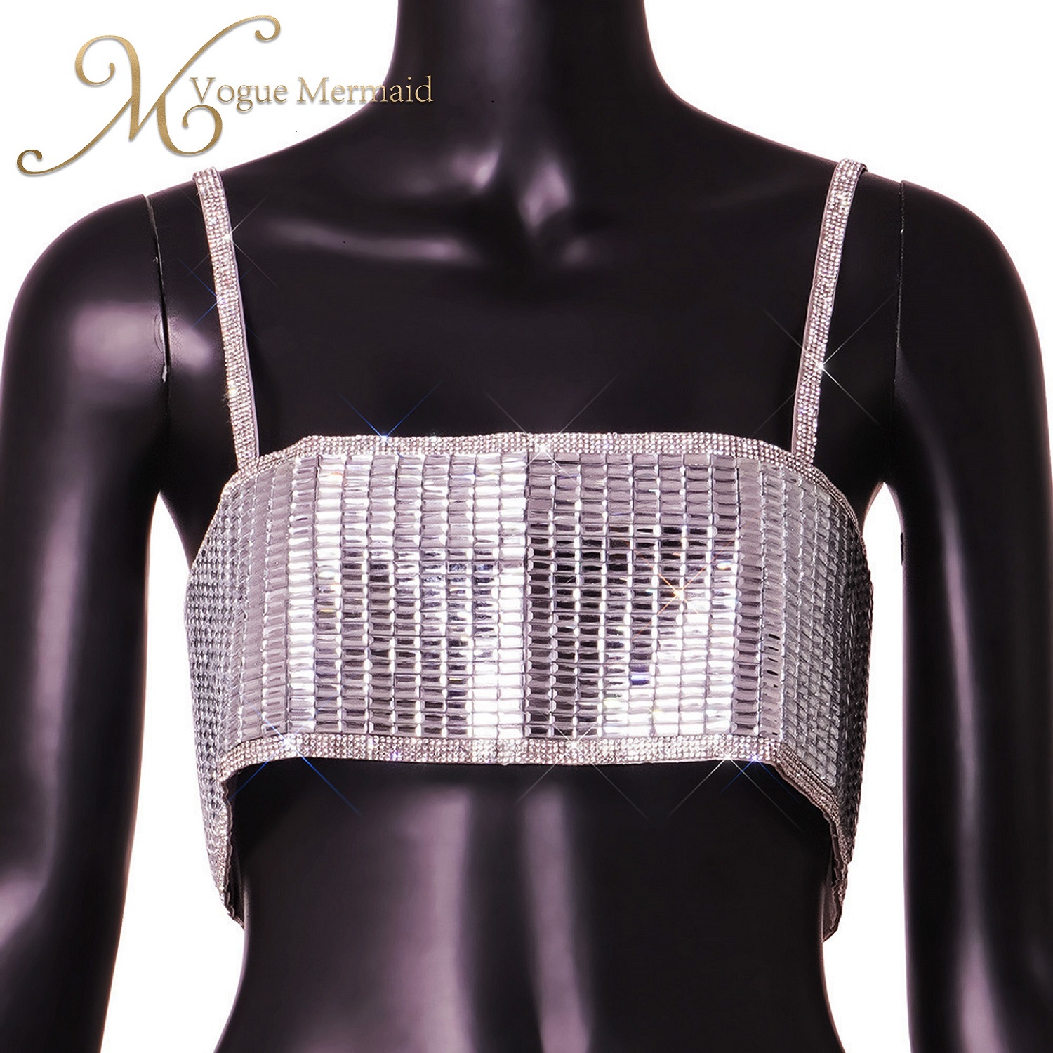 sleeveless rhinestone chain top