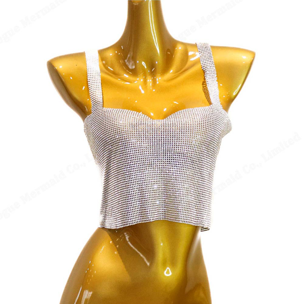 sleeveless silver rhinestone tank top