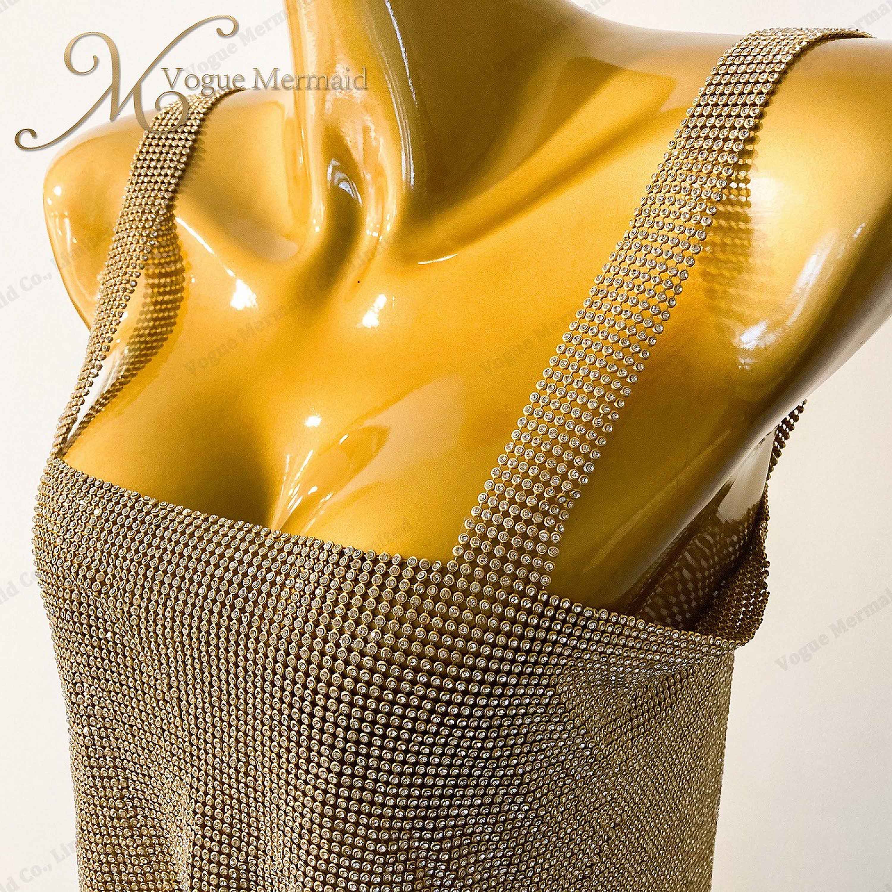 short style gold rhinestone top