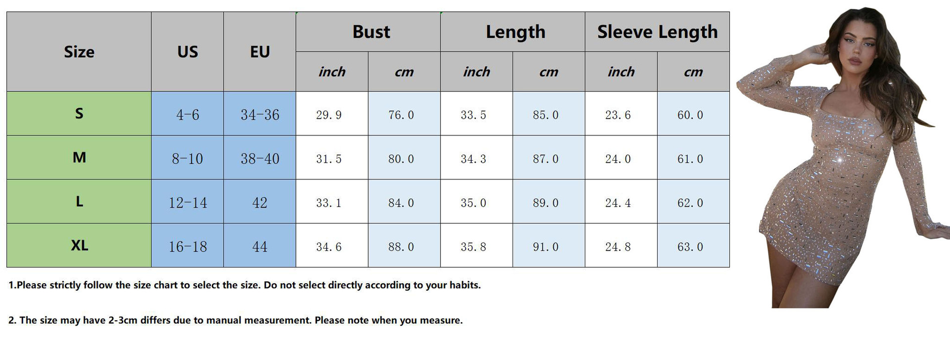 size of nude rhinestone dress
