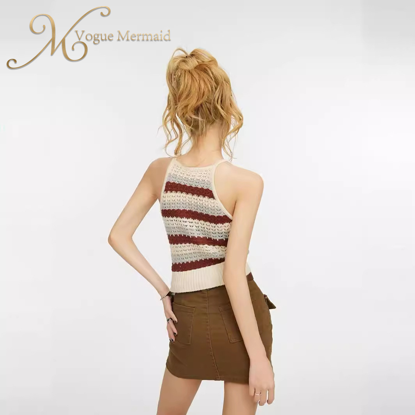 women crochet halter top