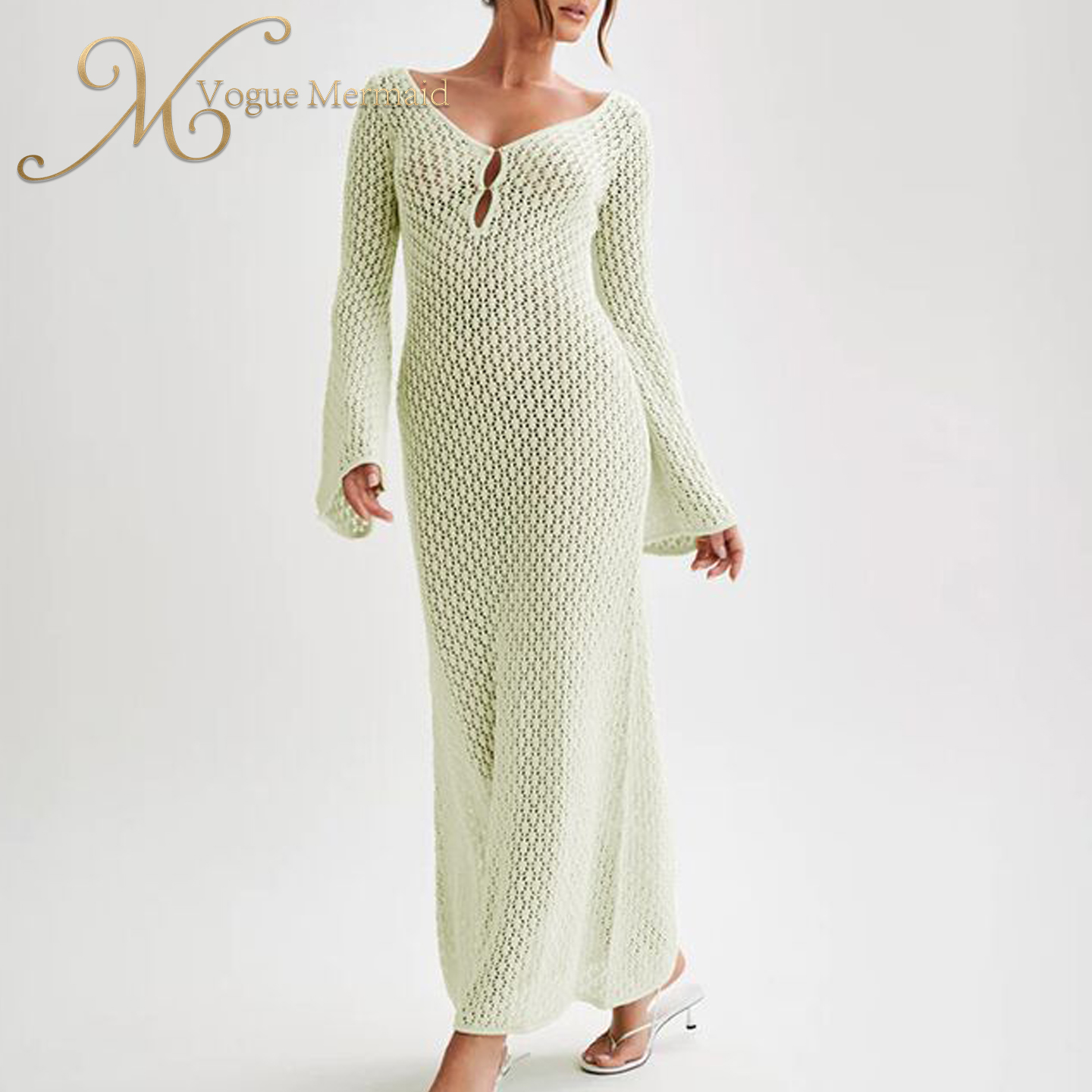 long sleeve crochet maxi dress