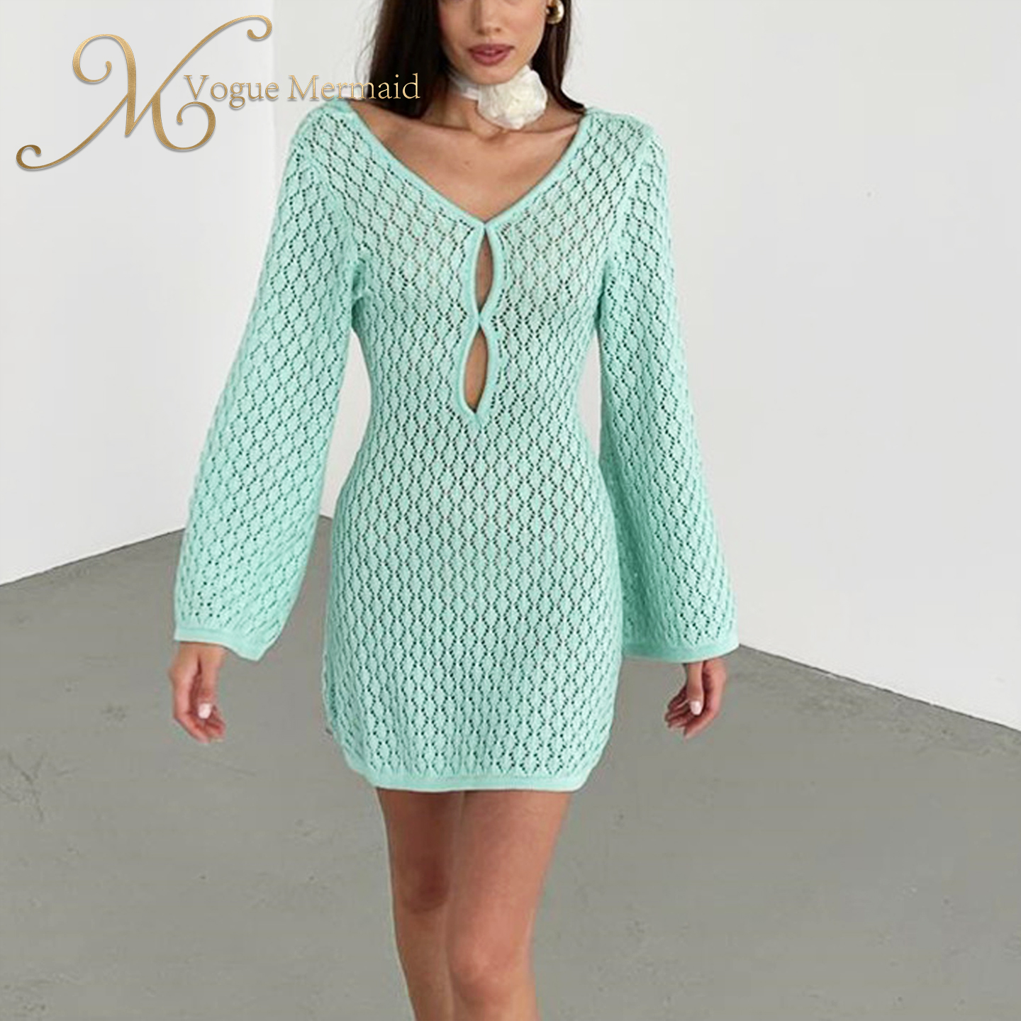 fashion crochet mini dress
