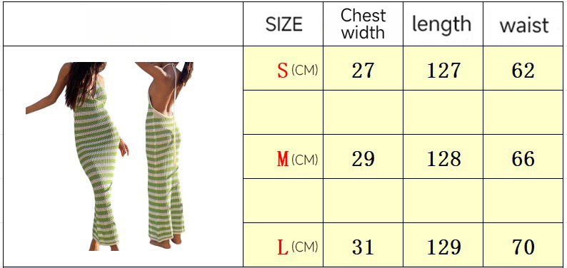 size of green crochet dress