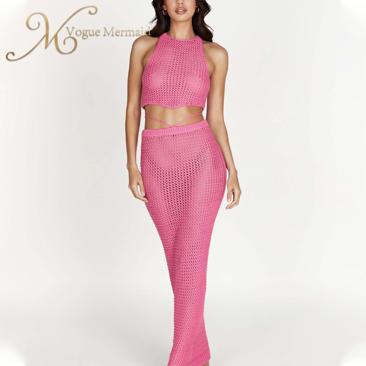 rose red 2 piece crochet set