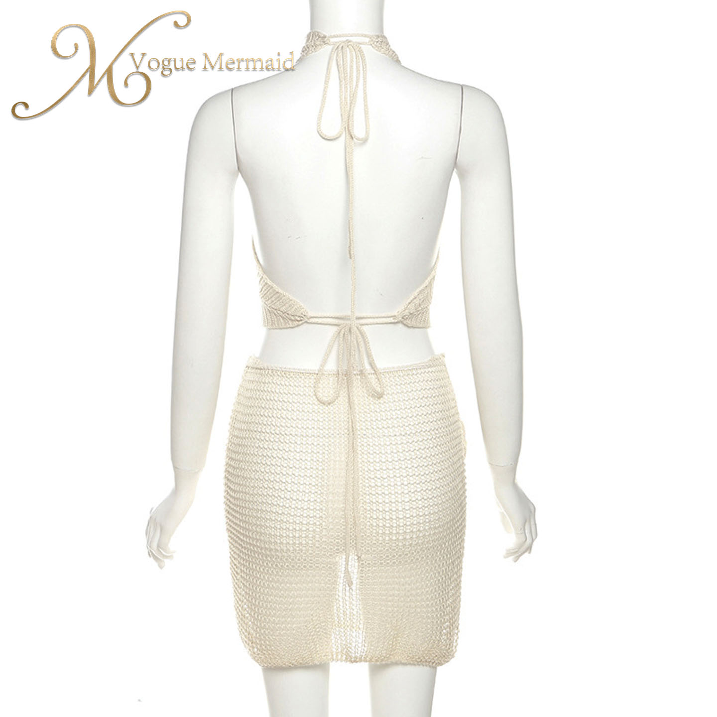 backless crochet outfit set