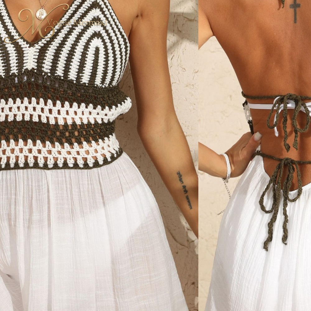 polyester crochet beach dress