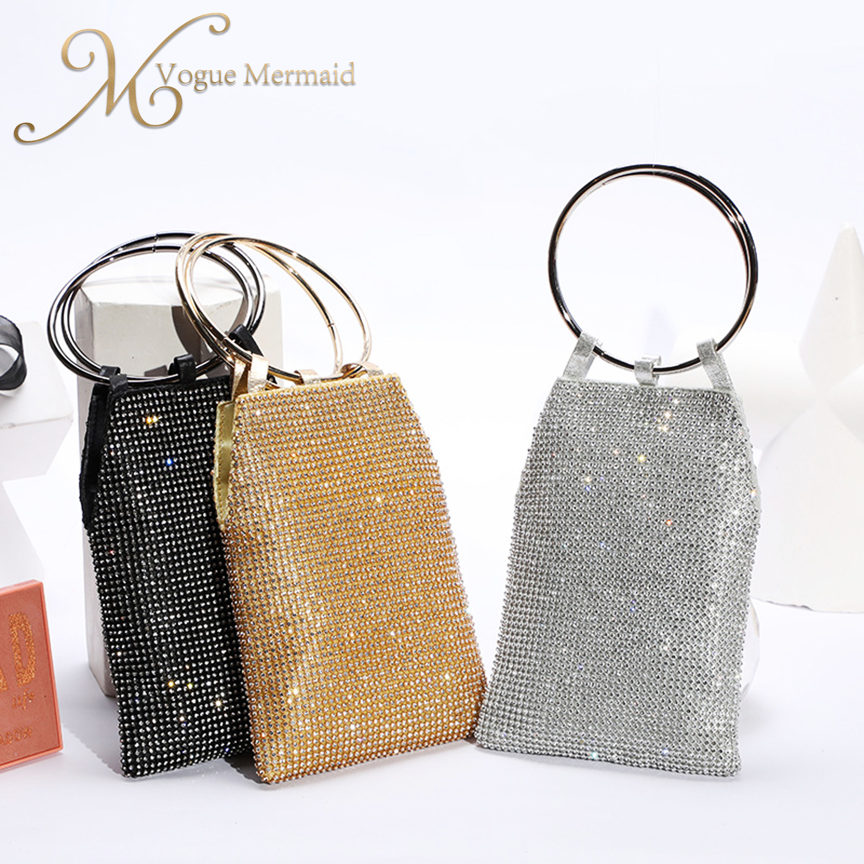 multi-color rhinestone evening bag